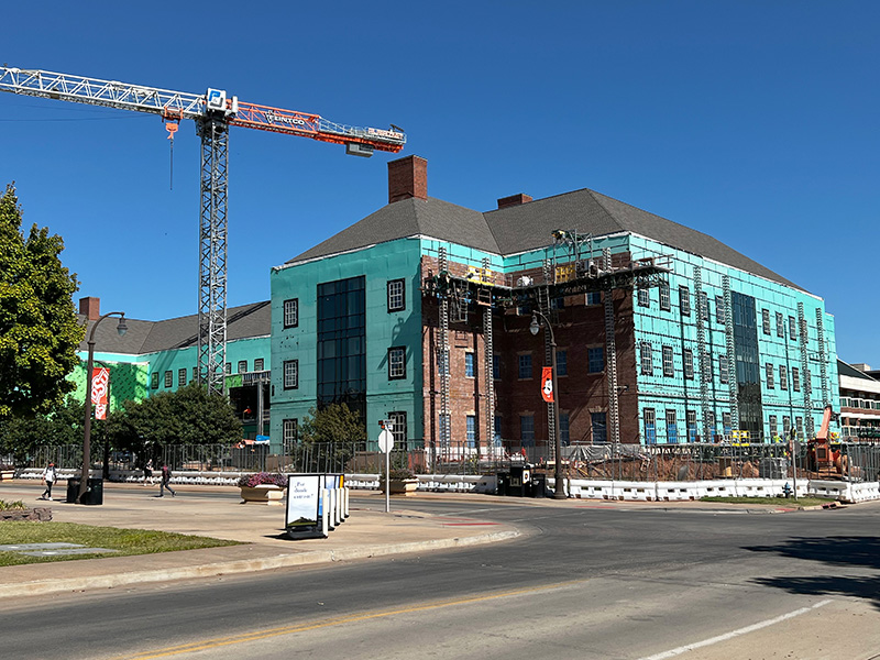 South side of the building with brickwork
