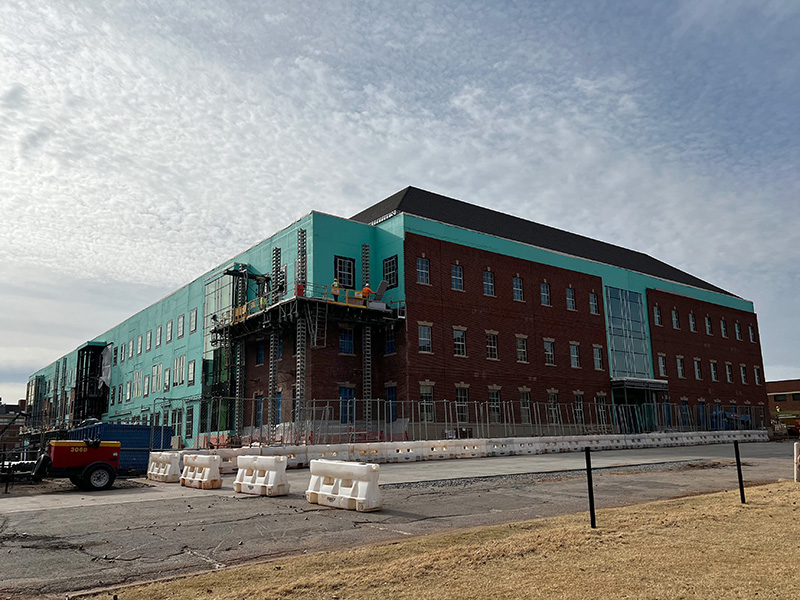 Brickwork on northeast side of the building
