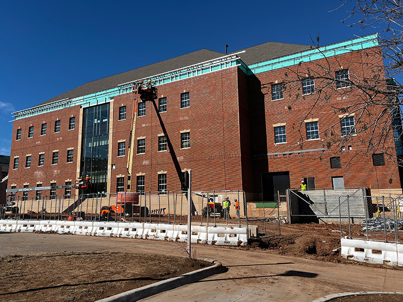 Work on the south side of the building