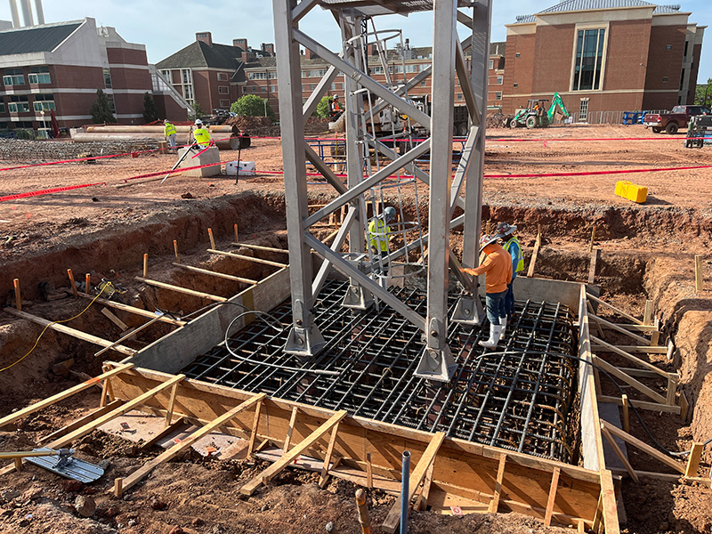 Base of the tower crane