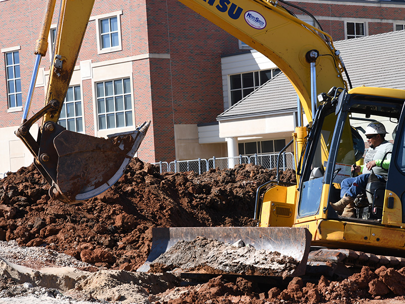 Digging for installation of chilled water line