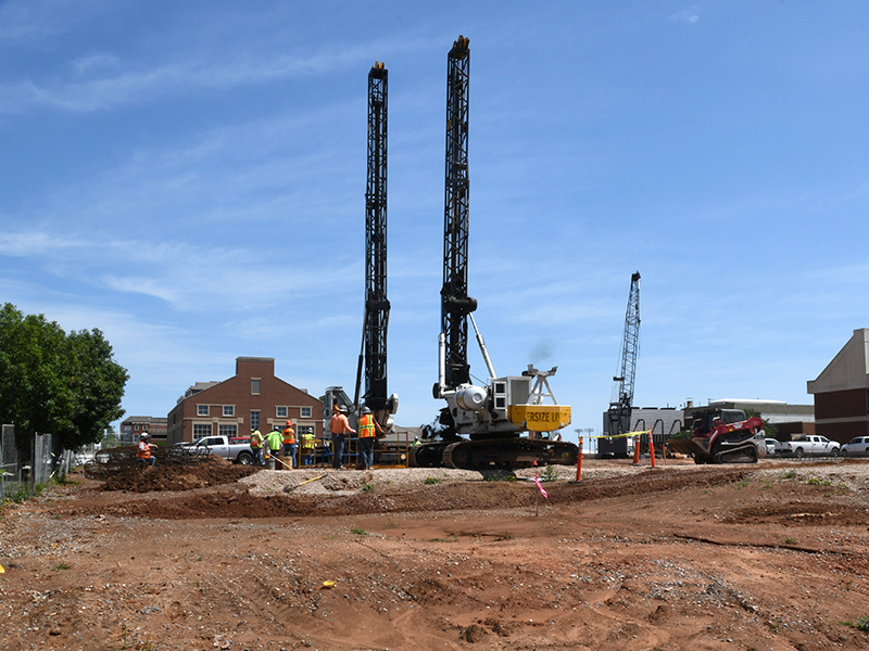Drilling rigs on the construction site