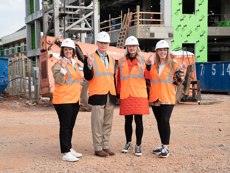 Blaire Atkinson, Tom Coon, Kayse Shrum and Jeanette Mendez on the construction site