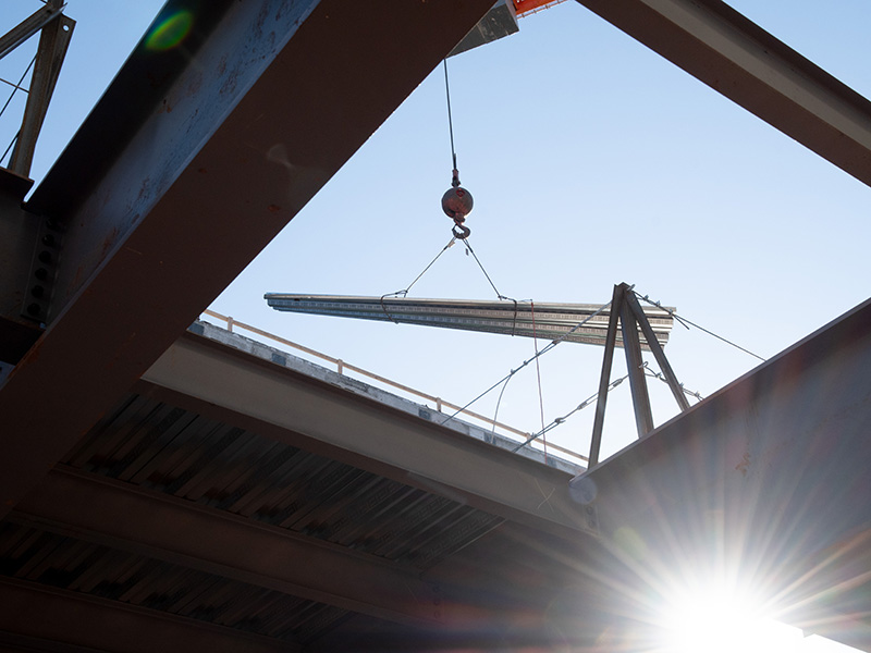 Crane moving material