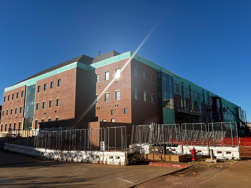 Brickwork on the east side of the building