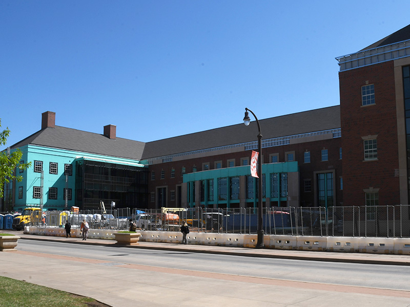 View of the front of New Frontiers Agricultural Hall