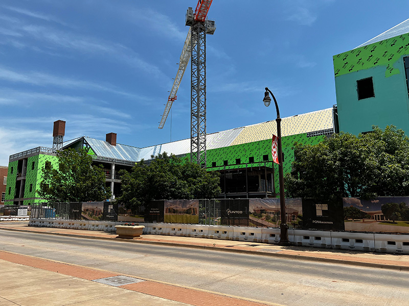 Progress of roof from the front of the new building