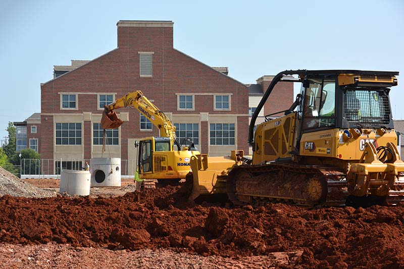 unloading material on construction site
