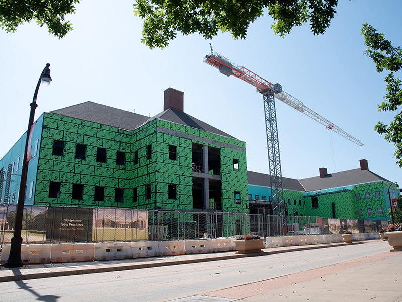 North side of building and crane