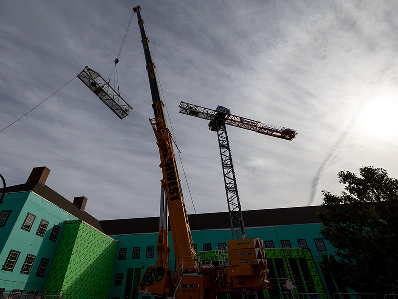 New Frontiers crane being removed on a construction site. 
