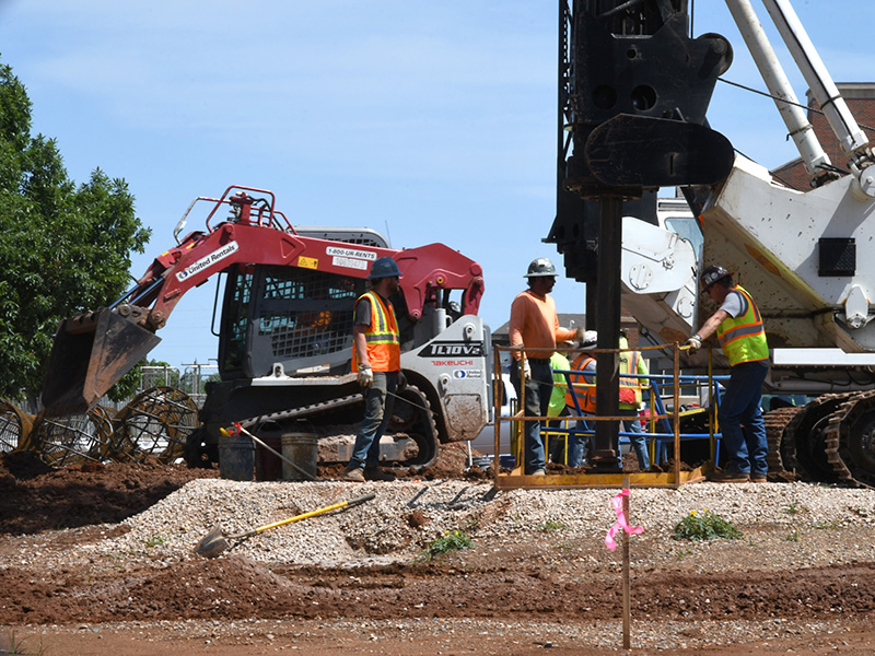 Drilling rigs on construction site