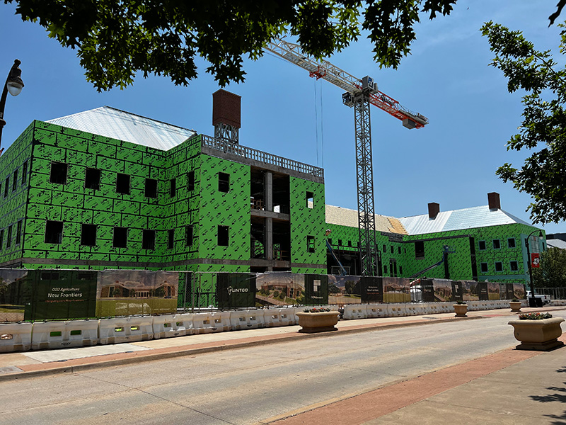 Construction progress on north end of the building